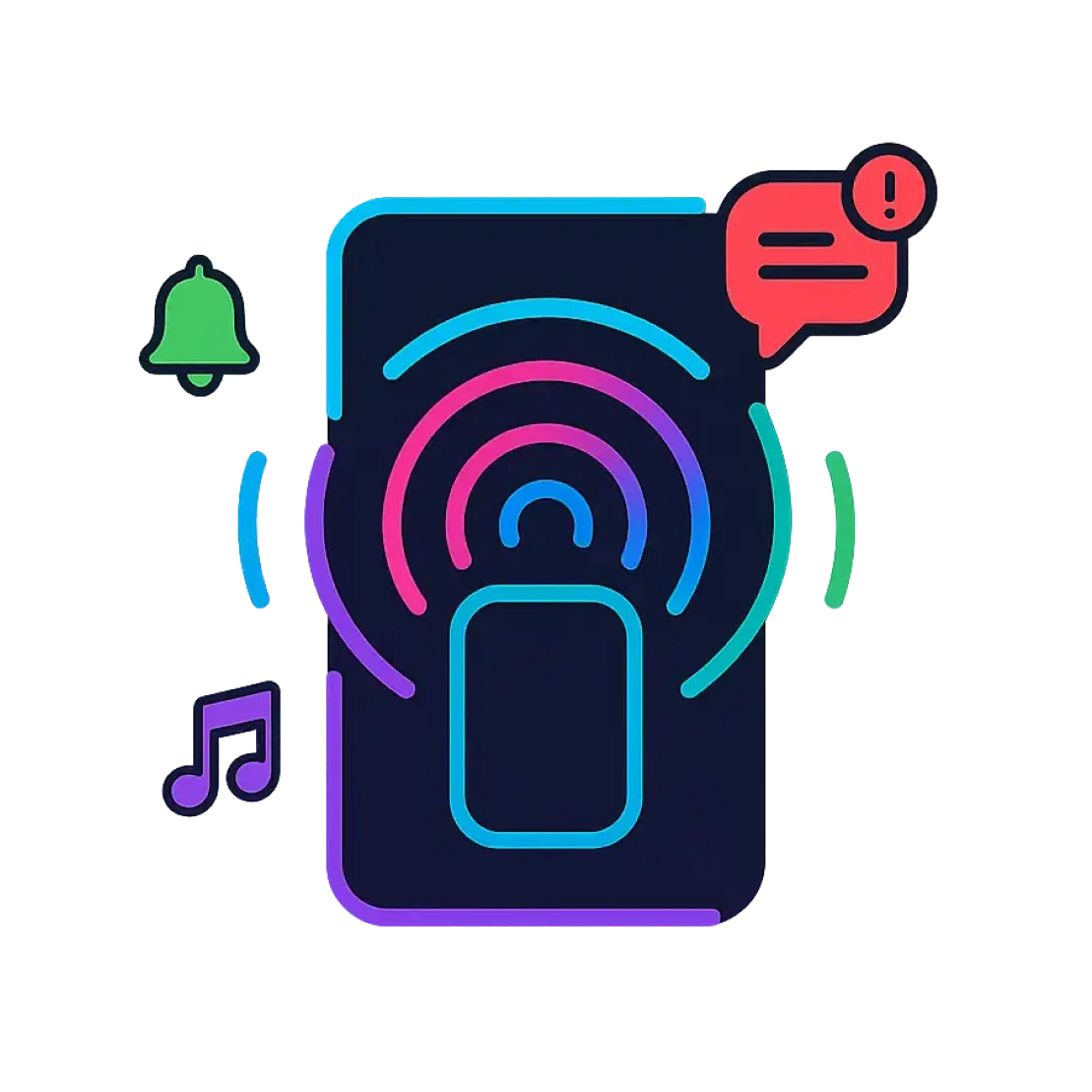Ilustración de un teléfono que recibe notificaciones push.